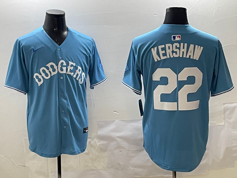 Men's Los Angeles Dodgers Clayton Kershaw #22 Light Blue Limited Jersey